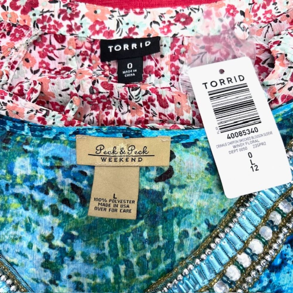 2 Blouses: New Torrid Sz 0 - Peck & Peclk Weekend Floral Long Sleeve (#59 - Picture 3 of 11